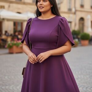 Elegant Women's Midi Dress in Rich Purple